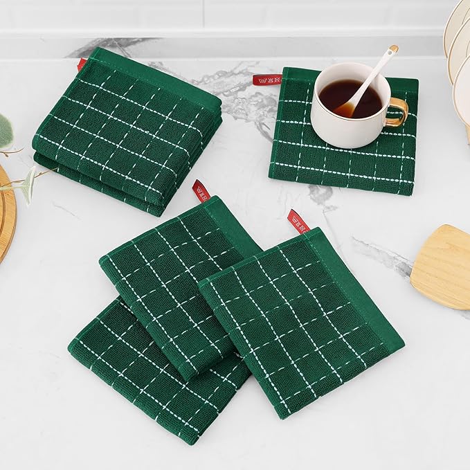 Mordimy 100% Cotton Terrycloth Kitchen Towels and Dishcloths Sets, Soft and