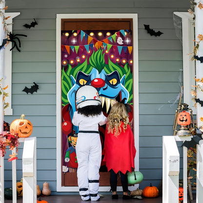 Halloween Circus Door Decorations Evil Clown Banner,Creepy Carnival Banner,Bloody Horror Tent Haunted House Kids Party Door Decorations.