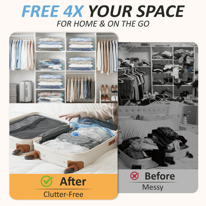 Cozy Essential Travel Vacuum Storage Bags with Rechargeable Cordless USB Pump, Space Saver Bags for Luggage, Suitcase, Carry-On, for Clothes, Blankets, Bedding & Seasonal Storage,12 Combo