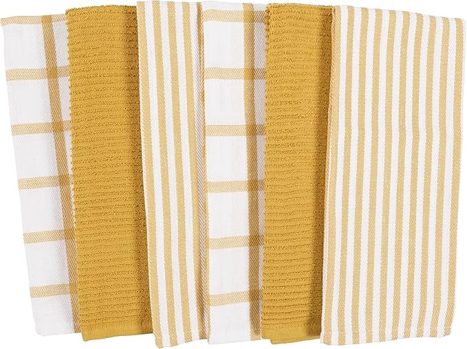 KAF Home Premium Kitchen Towels, Large 100% Cotton, Flat & Terry Absorbent Dish