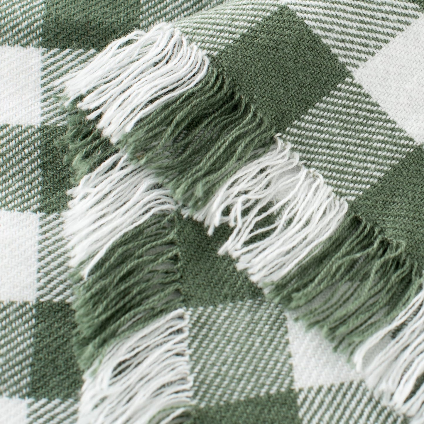 CloudDwelling 100% Cotton Throw Blanket Plaid Soft Lightweight Cozy Farmhouse Tassels Summer Thin Breathable Throws for Couch Sofa Bed (50" × 60" Green)