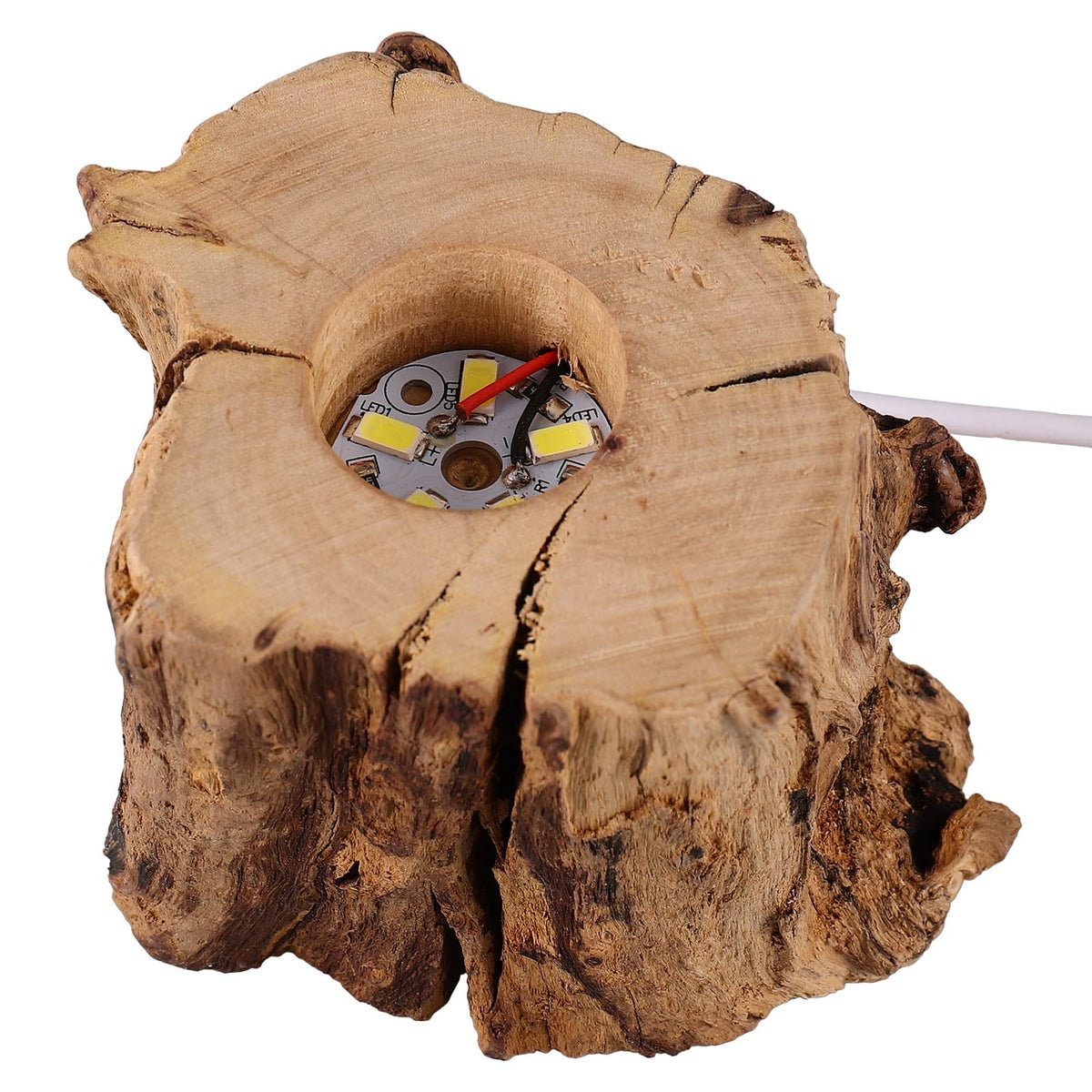 VOSAREA Crystal Ball Wooden Base Tree Stump LED Light Desk Lights for Office Desktop Stand Table Top Display Stand Crystal Ball Holder Stands for Display Wooden Lamp Base USB Wood