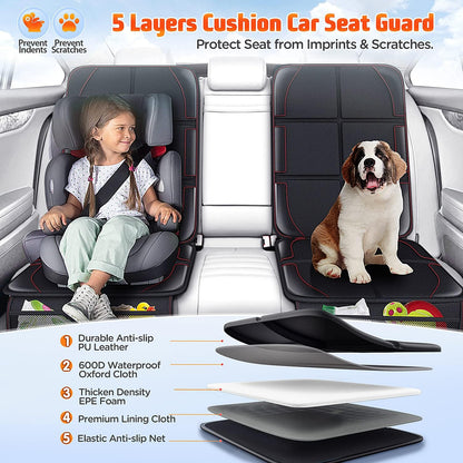Gimars Car Seat Protector, 2 Pack, Leather Seats Protectors for Child Seats, Isofix Compatible, Waterproof Baby Carseat Cover with Thicker Pad, 2 Mesh Pockets for SUV Sedan Trunk Pet Kids