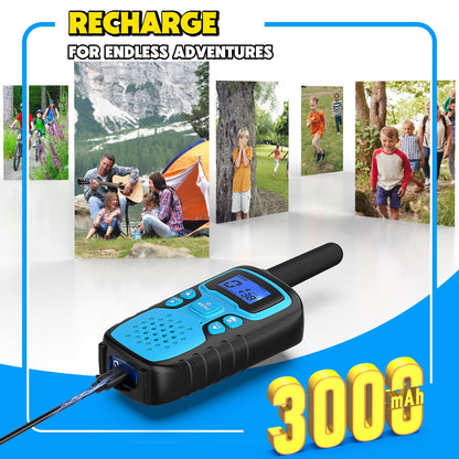 Wishouse Walkie Talkies for Kids Rechargeable Long Range,Xmas Birthday Gift for 4 5 6 7 8 9 Year Old Boy Girl,Hiking Gear Camping Games Cool Toys with NOAA,SOS Siren,Lamp,Lanyards,2 Pack Yellow Green