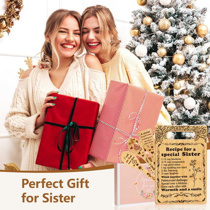 Sister Birthday Gifts Cutting Board Set, Recipe for a Special Sister - Mothers Day Birthday Gifts for Sister from Sister Engraved Utensil Friendship Gift for Women Bestie Best Friend Soul Sister