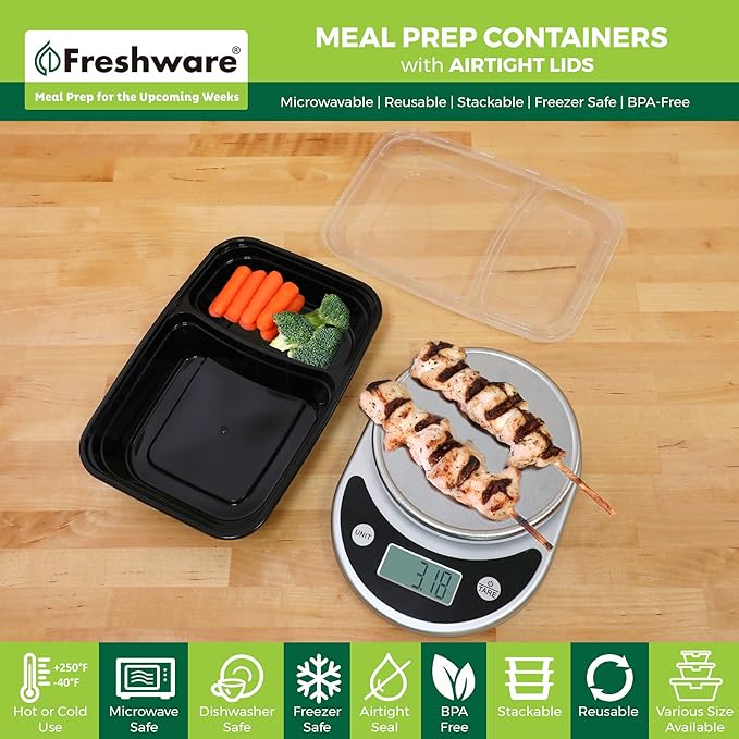 Freshware Meal Prep Containers 2 Compartment