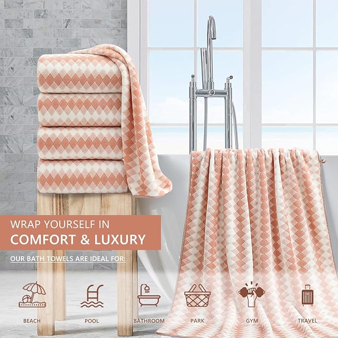 4 Piece Extra Large Bath Towel Set Oversized Bath Sheet 35"x70" Bathroom Towel
