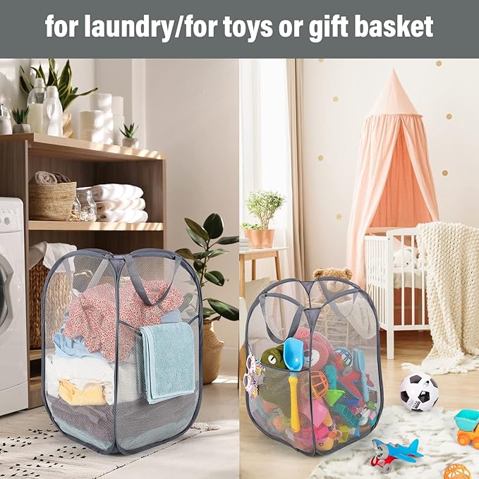 BATTOO Deluxe Strong Mesh Pop up Laundry Hamper Basket