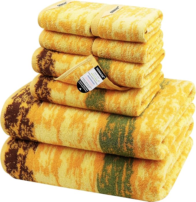 SEMAXE Colorful Bath Towel Set, 100% Cotton Bathroom Towels
