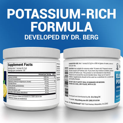 Dr. Berg Zero Sugar Hydration Keto Electrolyte Powder - Enhanced w/ 1000 mg of Potassium & Real Pink Himalayan Salt (NOT Table Salt) - Lemonade Flavor Hydration Drink Supplement - 50 Servings