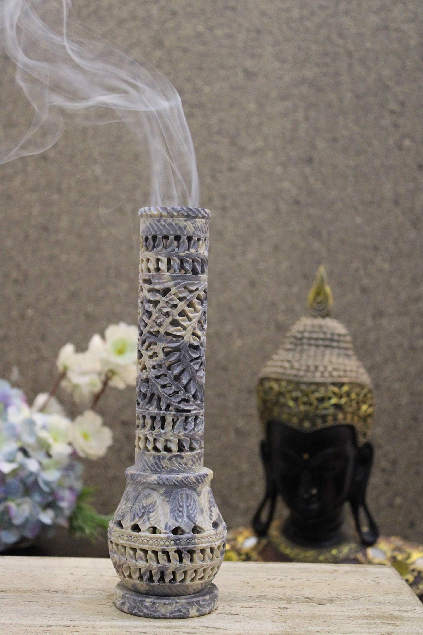 Father’s Day Handmade Soapstone Incense Stick Tower Holder, Marble Incense Burner Tower, Decorative Aromatherapy Fragrance Holder for Home Office Meditation Room Decor