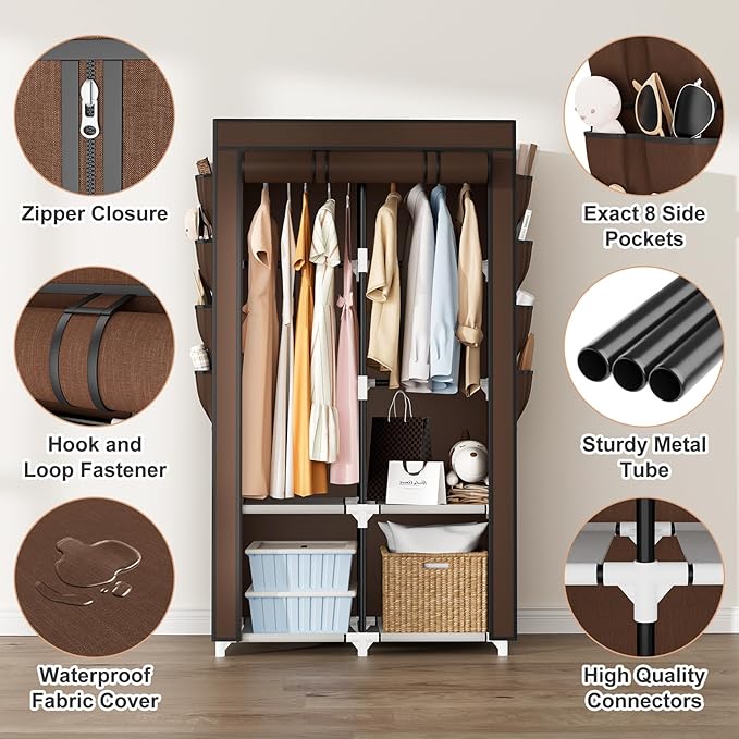 Portable Closet for Hanging Clothes, Portable Wardrobe Closet
