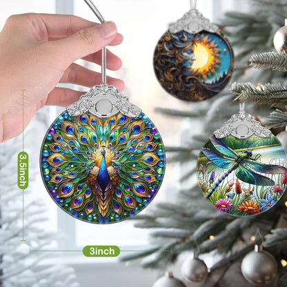 Christmas Ornament, 2025 Ornaments for Christmas Tree, Stained Glass Hanging Ornament, Holiday Ornaments, Unique Gift Idea - Peacock