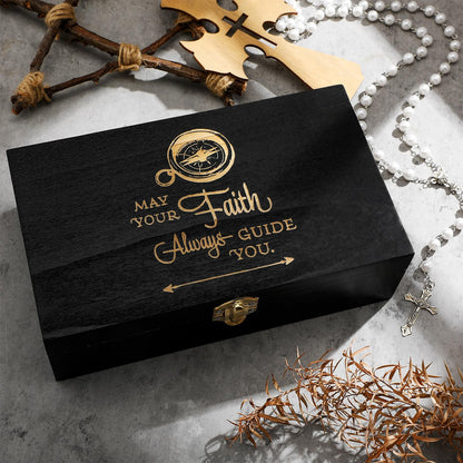 CroBlissful First Communion Wooden Box Keepsake Baptism Memory Box Gift 8.6 x 5.1 x 2.4 Inches First Holy Communion Jewelry Storage for Baptism Memory Keepsake (Confirmation)