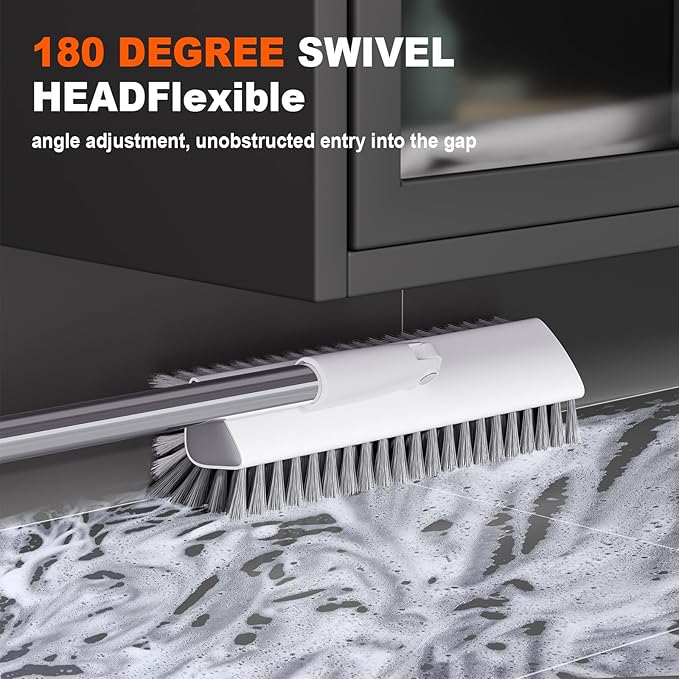 Grout Brush with Long Handle, Heavy-Duty Tile and Shower Floor Scrub Brush Stiff