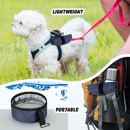Meanplan 2 Pack Portable Dog Bowls Foldable Travel Dog Dish Portable Puppy Water and Food Bowl Pet Hiking Accessories for Small and Large Pets(Dark Blue,40 oz)