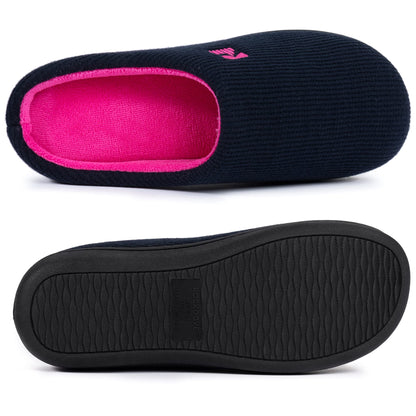RockDove Women's Original Two-Tone Memory Foam Slipper, Size 5/6 UK Women, Dark Navy and Fuscia