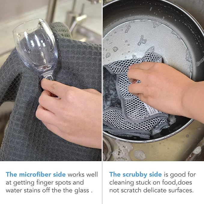 KinHwa Kitchen Washcloths for Dishes Absorbent Microfiber Dish Cloths Quick Dry