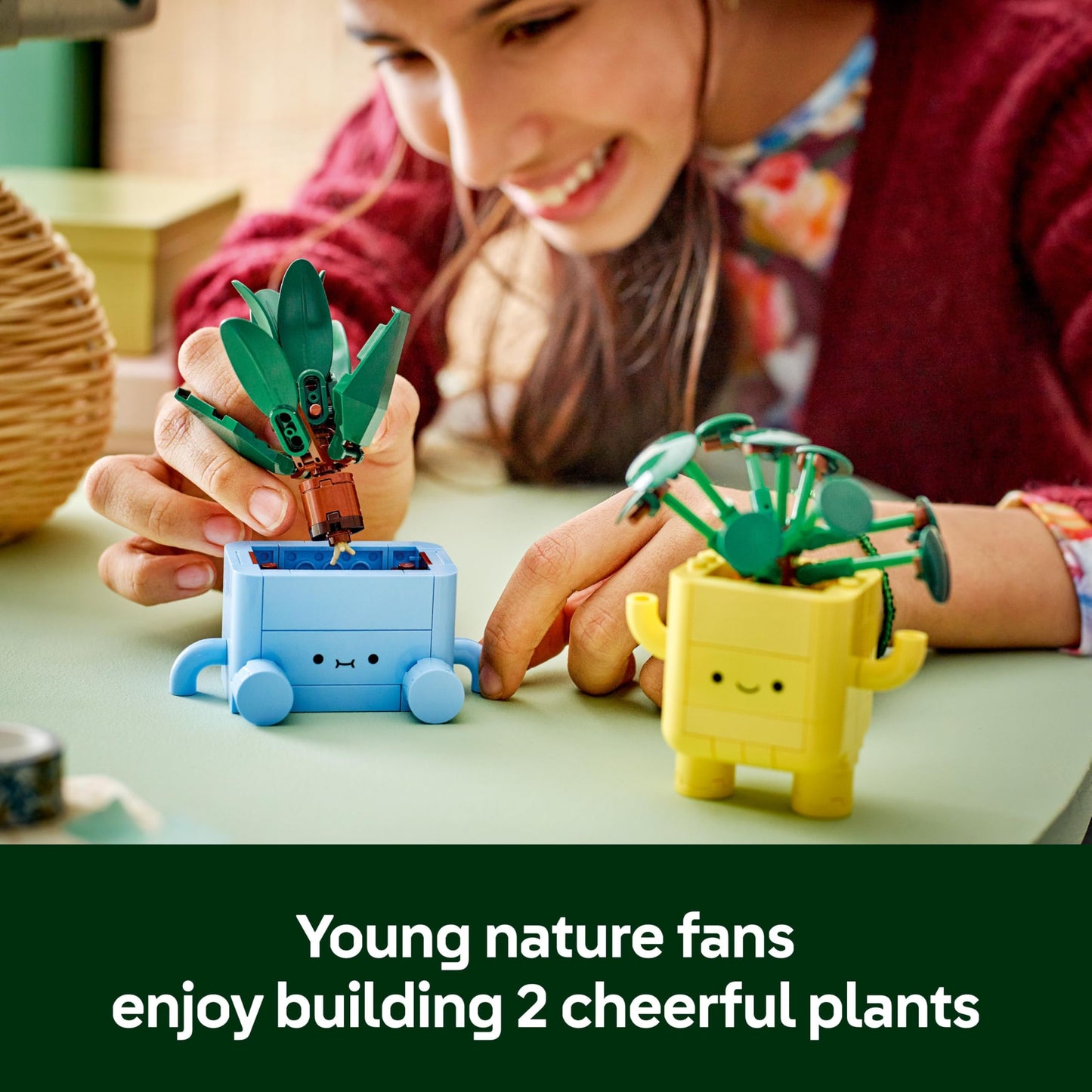 LEGO Botanicals Happy Plants Toy - Crafts Kit for Kids incl. 2 Artificial Plants with 2 Colourful Flower Pots & Interchangeable Cartoon Faces - Nature Gifts for 9+ Year Old Girls & Teens - 10349