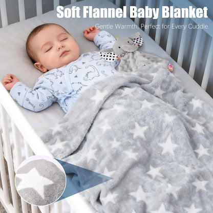 Golray 9pcs Baby Shower Gifts for Boys Newborn Kit, Blanket/Elephant Soothe/Fabric Book/Bodysuit/Bib/Sock/Hat/Greeting Card, Baby Essentials Stuff Gift for Newborn Boy Friend Newmom