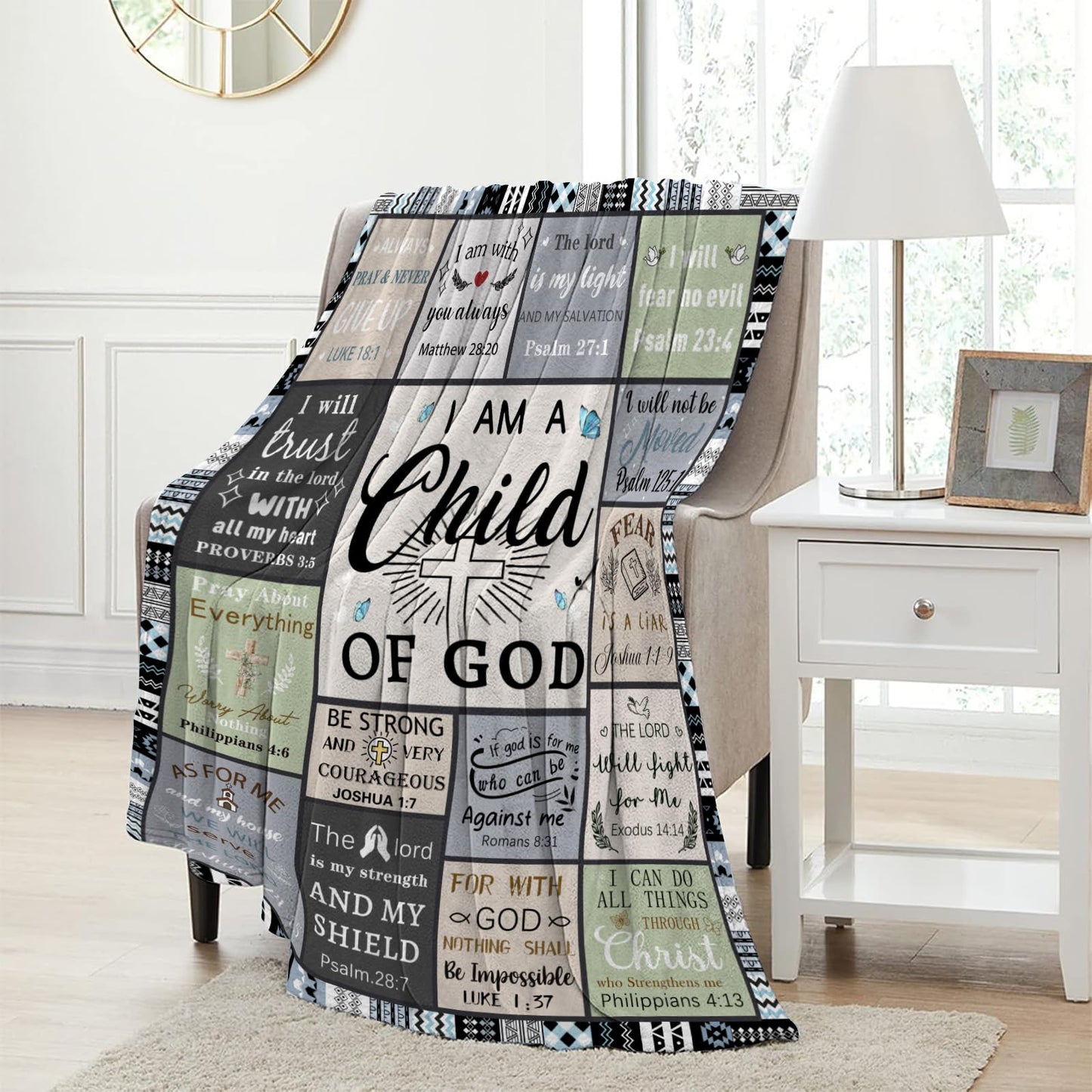 CIUGOIG Christian Gifts for Women & Men - 50"X60" I Am a Child of God Blankets - Inspirational Religious Birthday Catholic Spiritual Gifts Faith Based Gift - Christian Throws