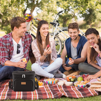 Lifewit Insulated Lunch Bag for Men, Thermal Lunch Box for Women Cool Bag, Reusable Leakproof Lunch Tote Bag with Adjustable Shoulder Strap for Adult for Work/Picnic/Beach, Black 9L