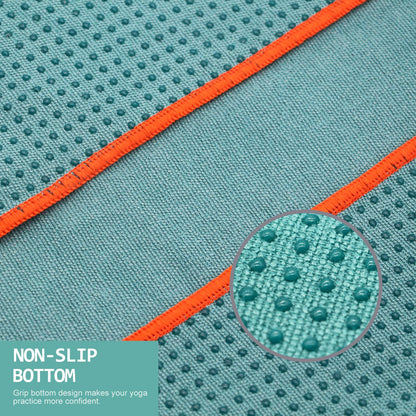 Eunzel Hot Yoga Towel - Microfiber Non Slip Yoga Mat Towel with Grip Dot Sweat Absorbent Towel for Hot Yoga, Pilates and Fitness 72" x 24", Dark Cyan/Orange
