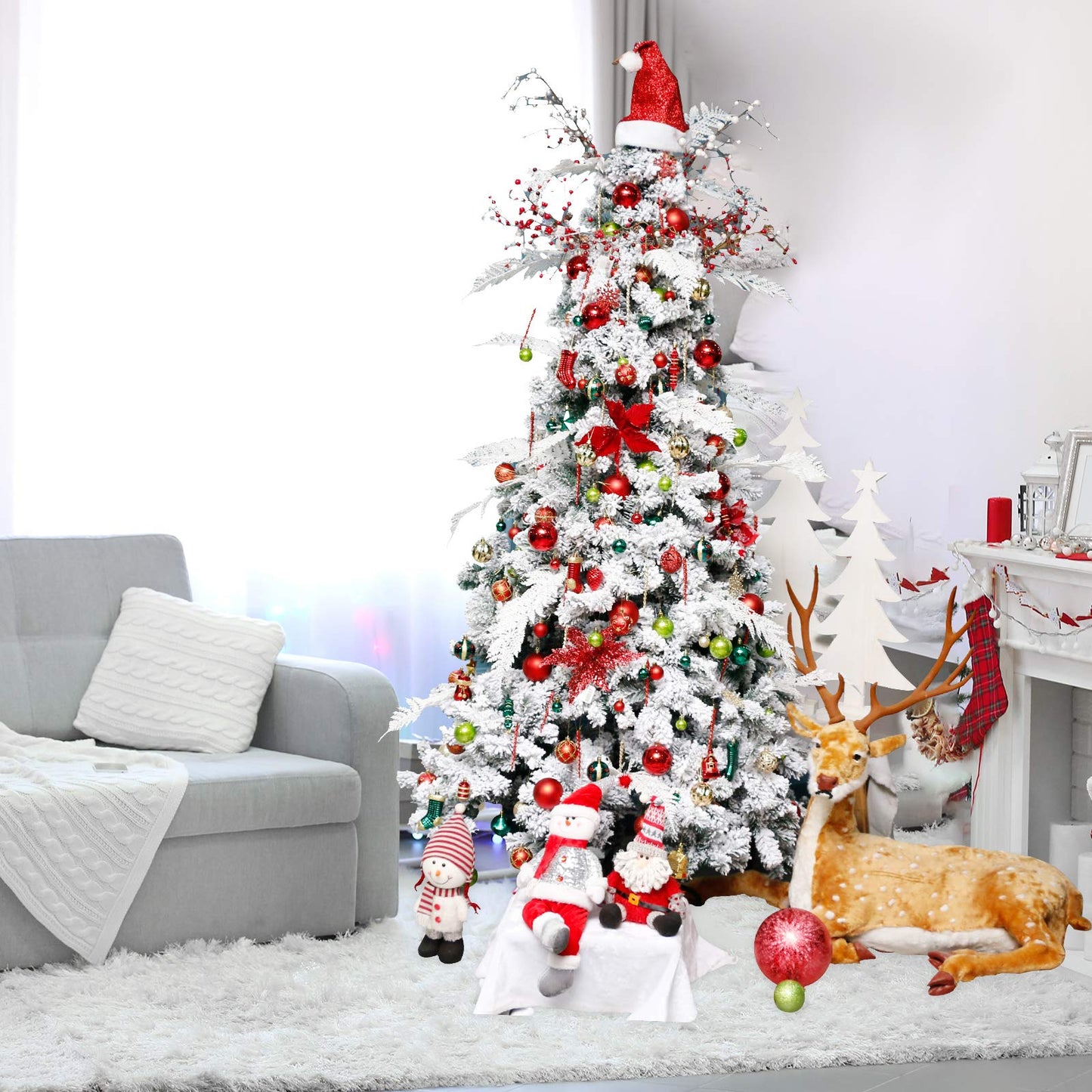 ROSELEAF 30ct 2.36" Shatterproof Christmas Tree Ornaments - Red, Green, Gold Plastic Hanging Balls - Christmas, Wedding And Engagement Occasion