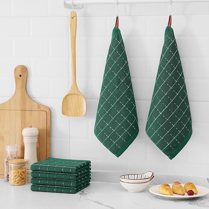 Mordimy 100% Cotton Terrycloth Kitchen Towels and Dishcloths Sets, Soft and