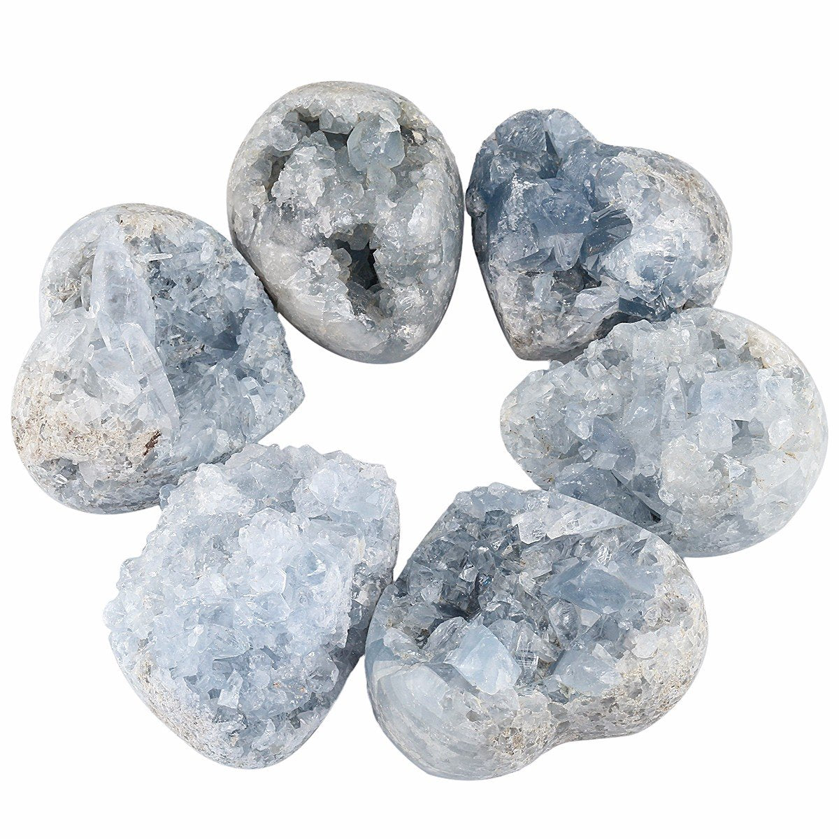 rockcloud Natural Raw Blue Celestite Mineral Healing Crystal Cluster Geode Irregular Home Decoration Gemstone Specimen Large, 2.(Approx 160-220 Gram)
