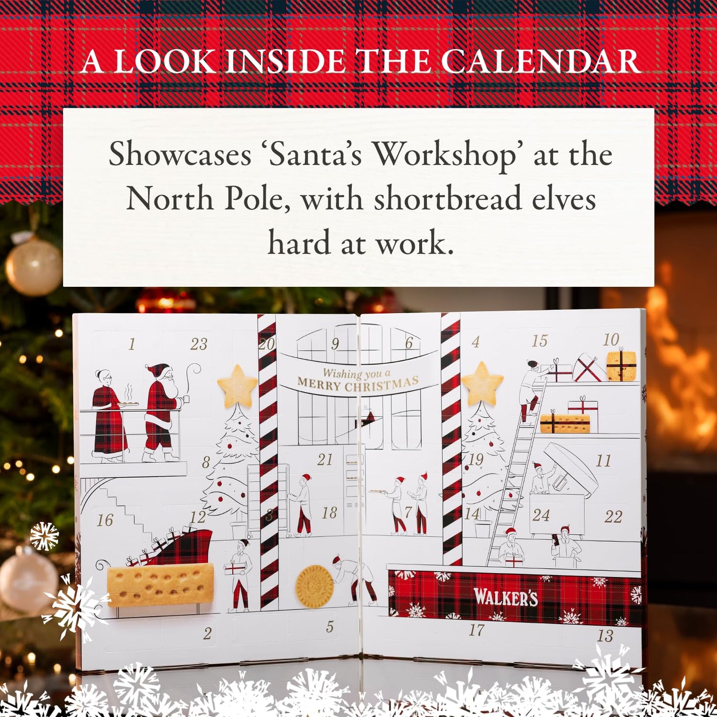 Walker’s 2025 Advent Calendar with Shortbread Cookies from Scotland - 24 Count (10.4 oz) - Limited Edition Cookie Box with Christmas Cookies in Various Shapes and Flavors