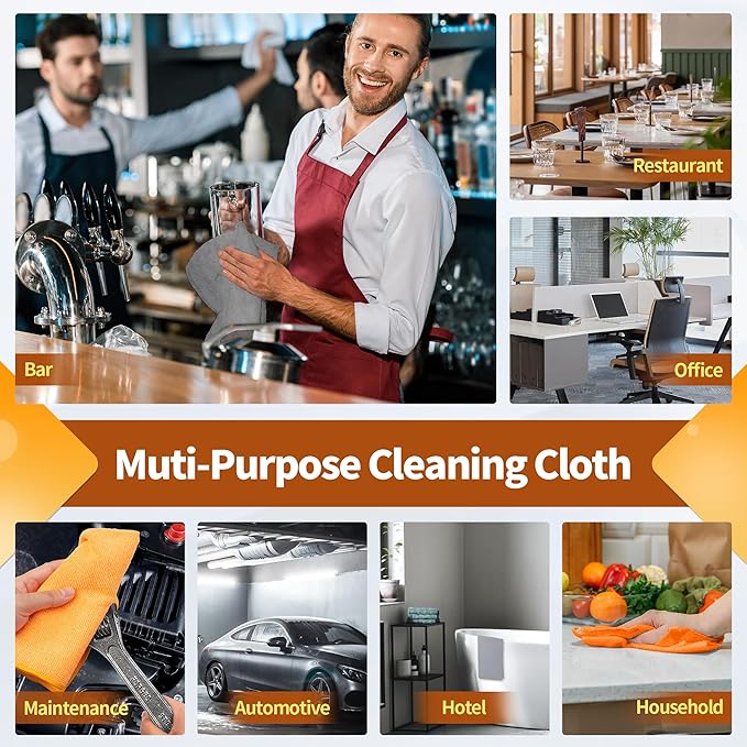 FIXSMITH Microfiber Cleaning Cloth -Pack of 8, Highly Absorbent Cleaning Rags