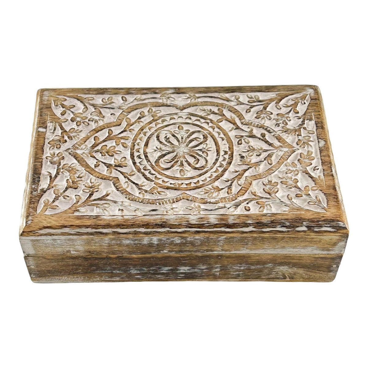 S.B.ARTS Premium Wooden Mini Jewellery Box Butterfly Floral Design-Trinket Box for Ladies-Jewellery Storage Case-Antique Look-Traditionally Handcrafted-Home Decor Accessories-Women Ideal Gift, White
