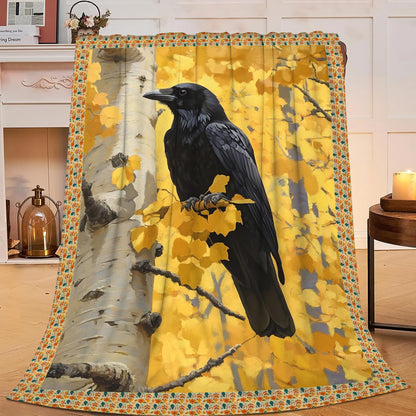 Crow Blanket for Girls Women Boys Men Adults Kids Soft Cozy Fleece Raven Throw Blankets Gifts Warm Flannel Plush Lightweight Decor for Couch Bed Sofa 50"X40"