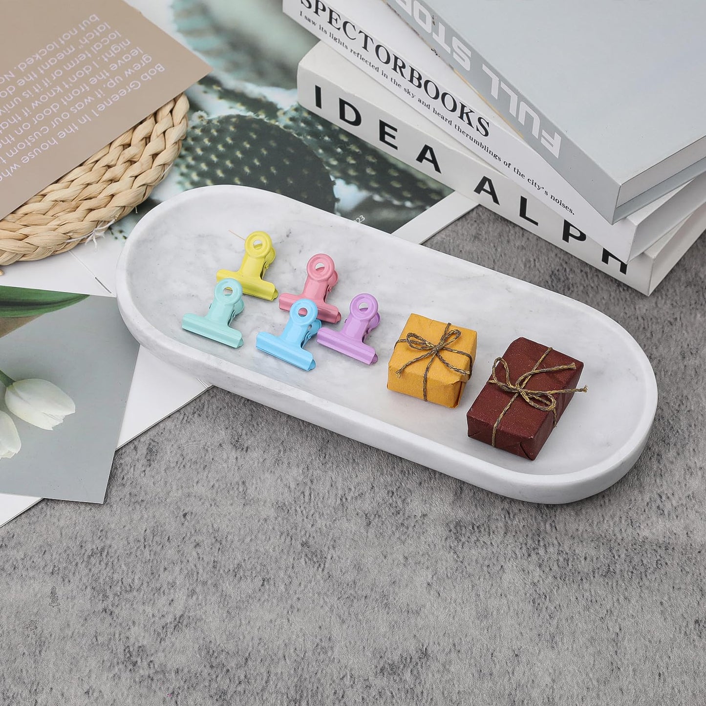 NEAMVCT Decorative White Marble Bowl, 10.6" x 4.3" Hand-Polished Natural Stone Bathroom Vanity Tray– Multi-Purpose Candy Bowl, Smudge Bowl, Key Bowl for Bathroom Countertop, Dresser, Coffee Bar