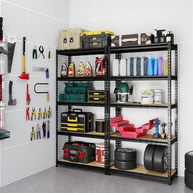 Garage Storage Shelves, 72''H Shelving Units and Storage, 2400 LBS Heavy Duty Shelving, Metal Garage Shelves for for Basement, Warehouse, Pantry, Closet, Kitchen