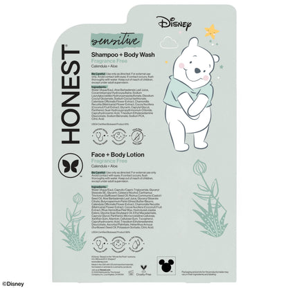 The Honest Company 2-in-1 Cleansing Shampoo and Body Wash, Face Lotion Bundle, Disney Design, Gentle for Baby, Dermatologist Tested, Sensitive Fragrance-Free, 18.5 fl oz