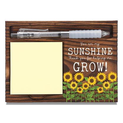Teacher Thank You Gift Desk Organizer, Encouragement Appreciation Gift for Teacher Coworker Nurse Mentor, Wooden Sticky Note Holder Office Desk Decor - FTA752
