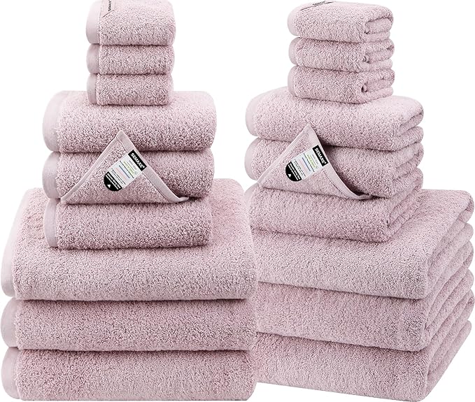 SEMAXE 18-Pack Bath Towel Set Include 6 Bath Towels, 6 Hand Towels, 6 Wash