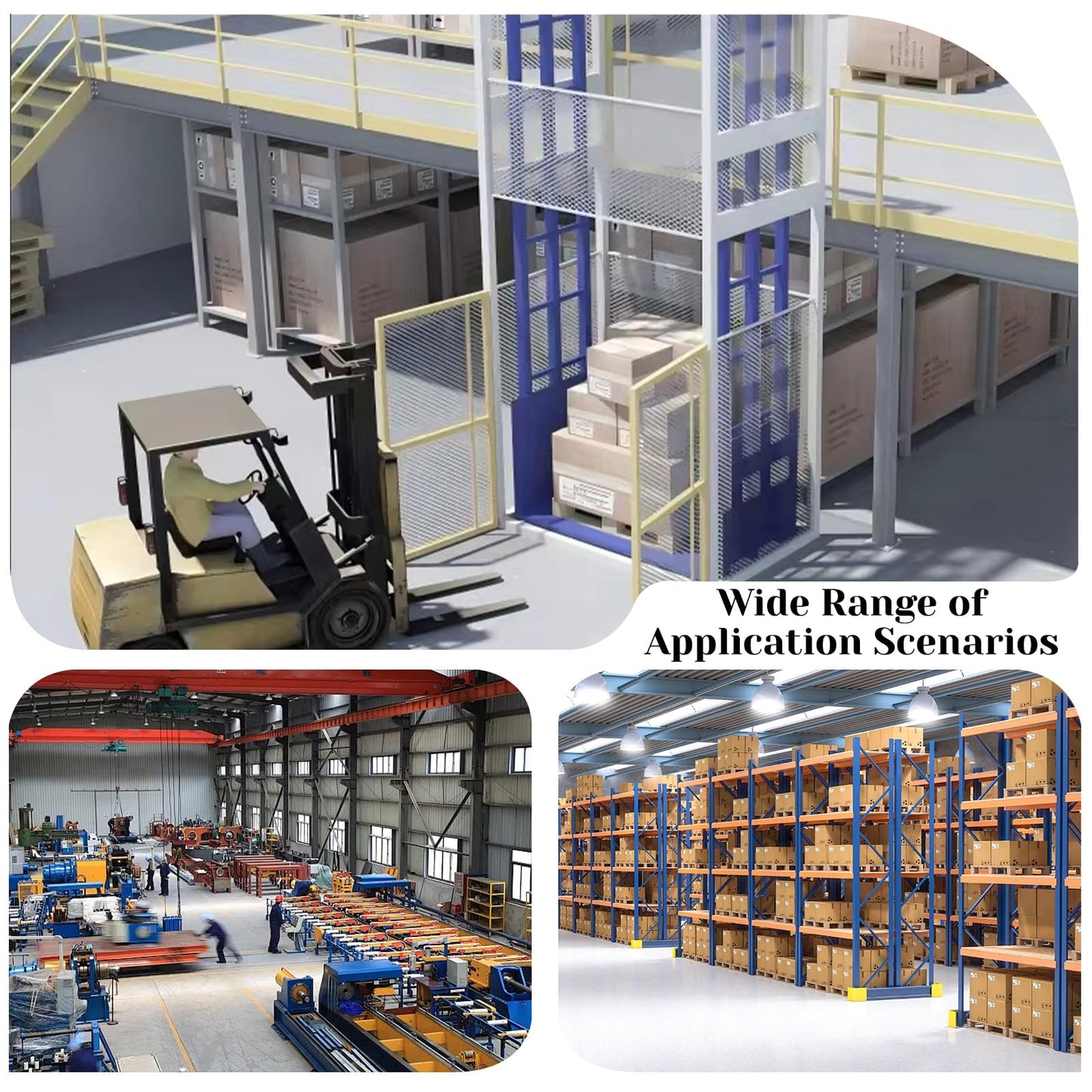 Customized Hydraulic Cargo Lift, 2200lbs 1 Ton Goods Lift for Warehouse, 2m x 2m Platform Material Lift, Heavy Duty Mezzanine Freight Lift Alternative for Industrial Factory (9.8FT Lifting Height)