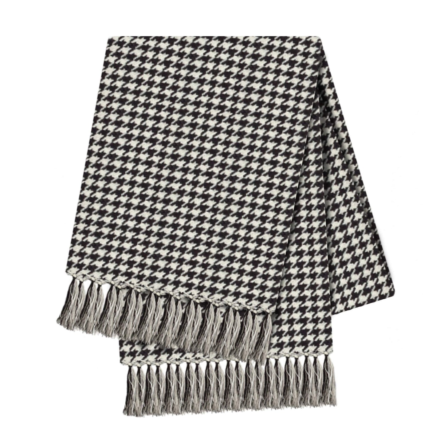 SARO LIFESTYLE Houndstooth Design Throw Blanket, Black, 50"x60"