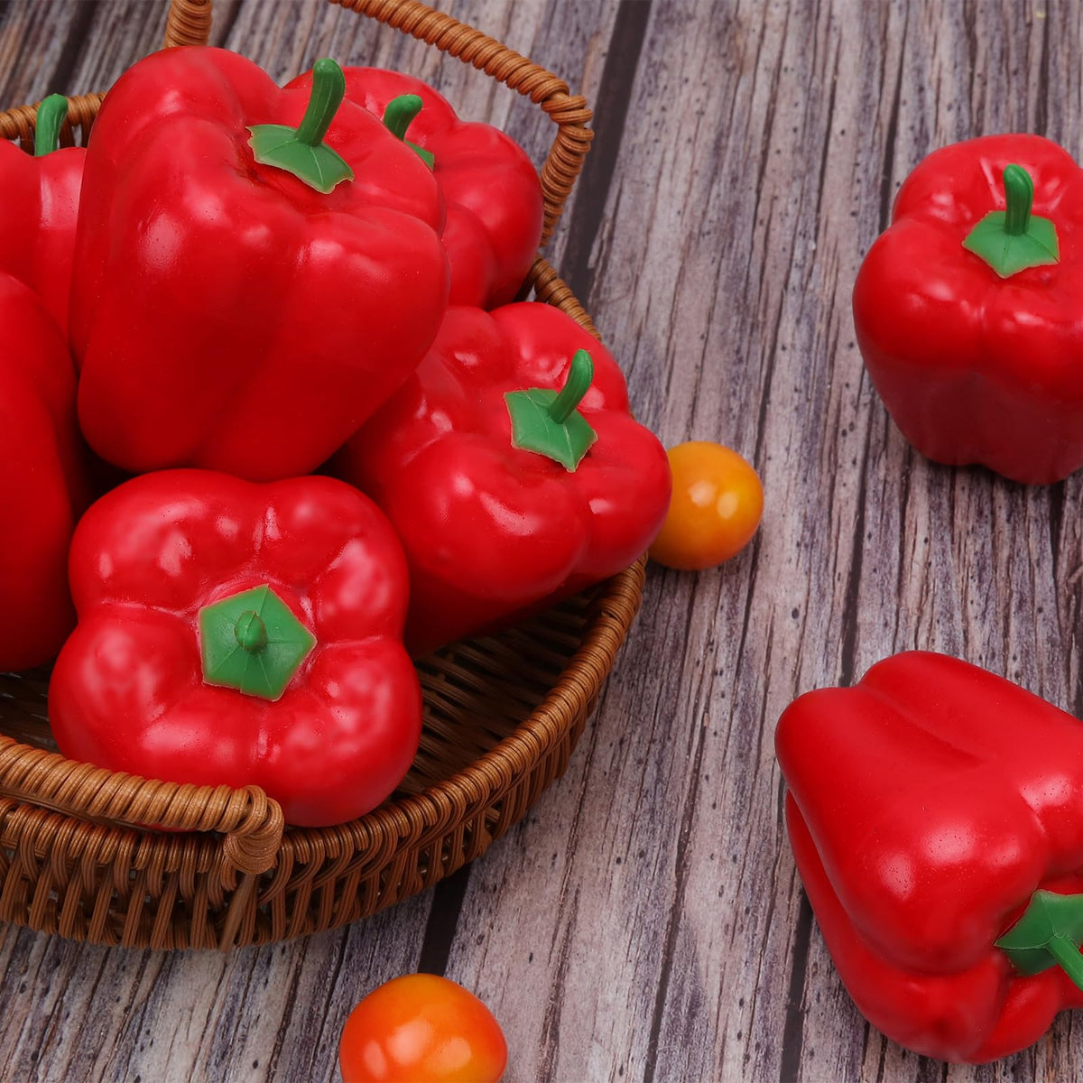 Gresorth 8pcs Artificial Big Bell Red Pepper Decoration Fake Vegetable Home Kitchen Cabinet Model