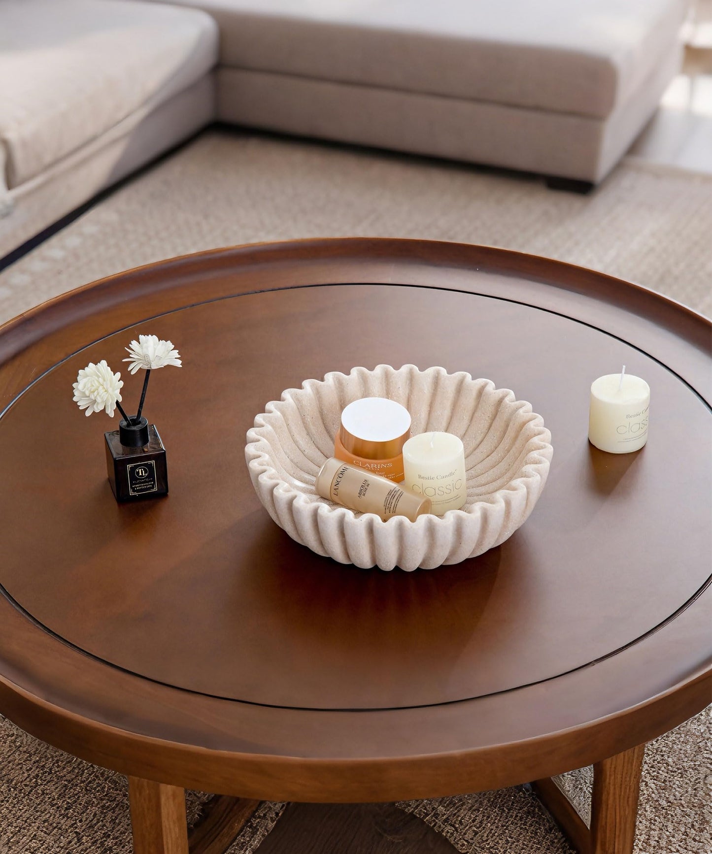 Zielozod Large Decorative Bowl for Home decor,Decorative Fruit Bowl for Kitchen Counter, Table Centerpieces, Modern Key Bowl for Entry Table, Coffee table(Beige)