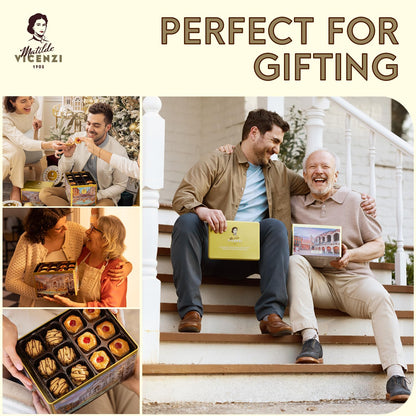 Matilde Vicenzi Roma Cookie Gift Tin - Pastries & Cookies in Individually Wrapped Trays - Gourmet Gifts For Mother's Day, Teacher, Birthday - Assorted Cookies in Italian Design Tin 32.5oz (920g)