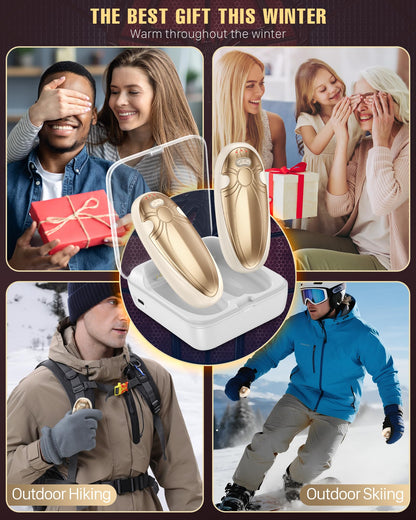 Tenvolti Hand Warmers Rechargerable 2 Pack - 14000mAh Electric AI Handwarmers with Charging Case, Magnetic 2 in 1 Pocket Heater, Gifts for Women/Men/Golf/Hunting/Travel/Camping Accessories