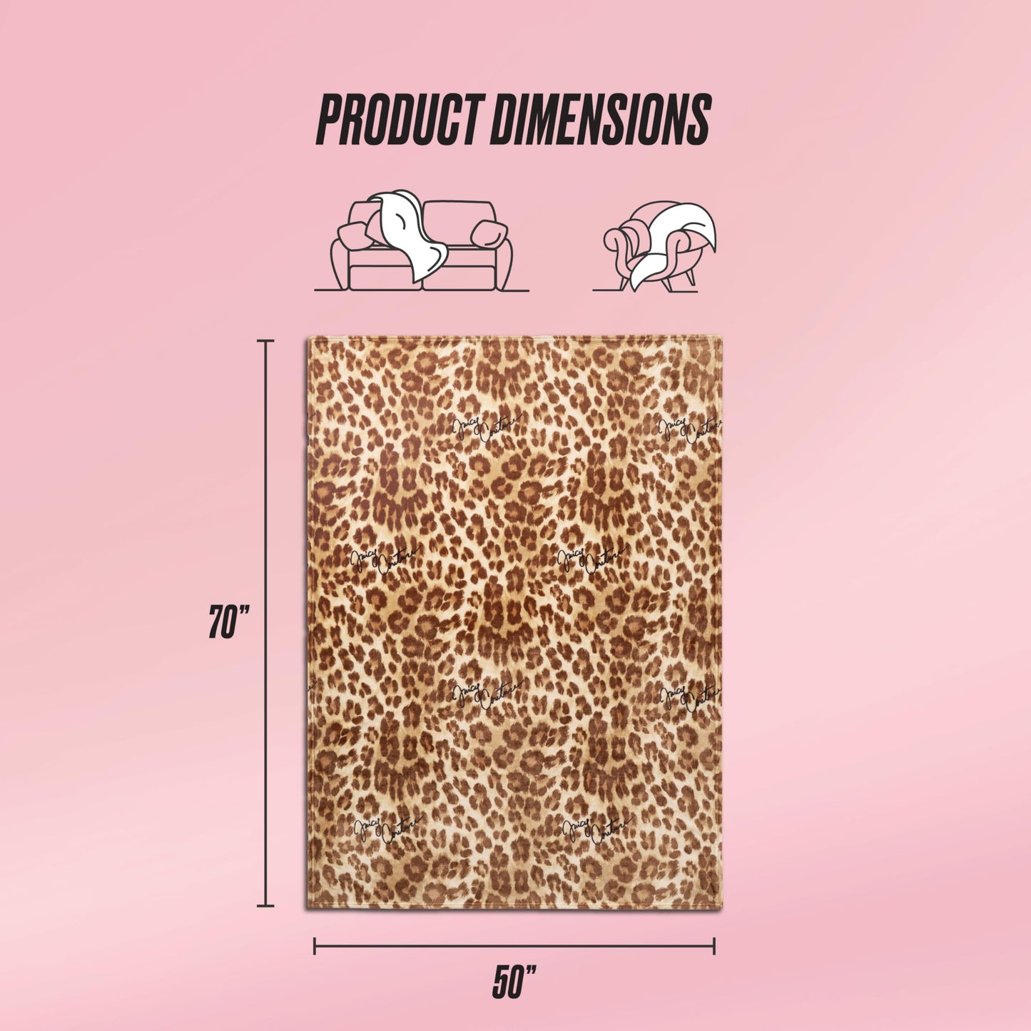 Juicy Couture - Throw Blanket | Regent Leopard | Plush and Cozy | Decorative Blankets for Sofas, Chairs and Beds| Luxurious and Soft | Chic Home Decor | Measures 50" x 70" | Brown