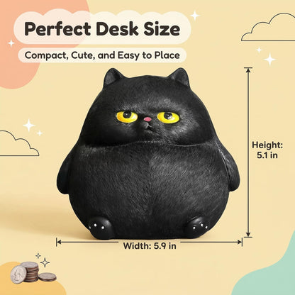 OlethRoryLe Black Cat Statue for Home Decor, Resin Animals Cat Figurines Room Decoration for Bookshelf Office Table, Comes with Piggy Bank Function，Gift for Cat Lovers, Woman Mom Retro Cats Animal