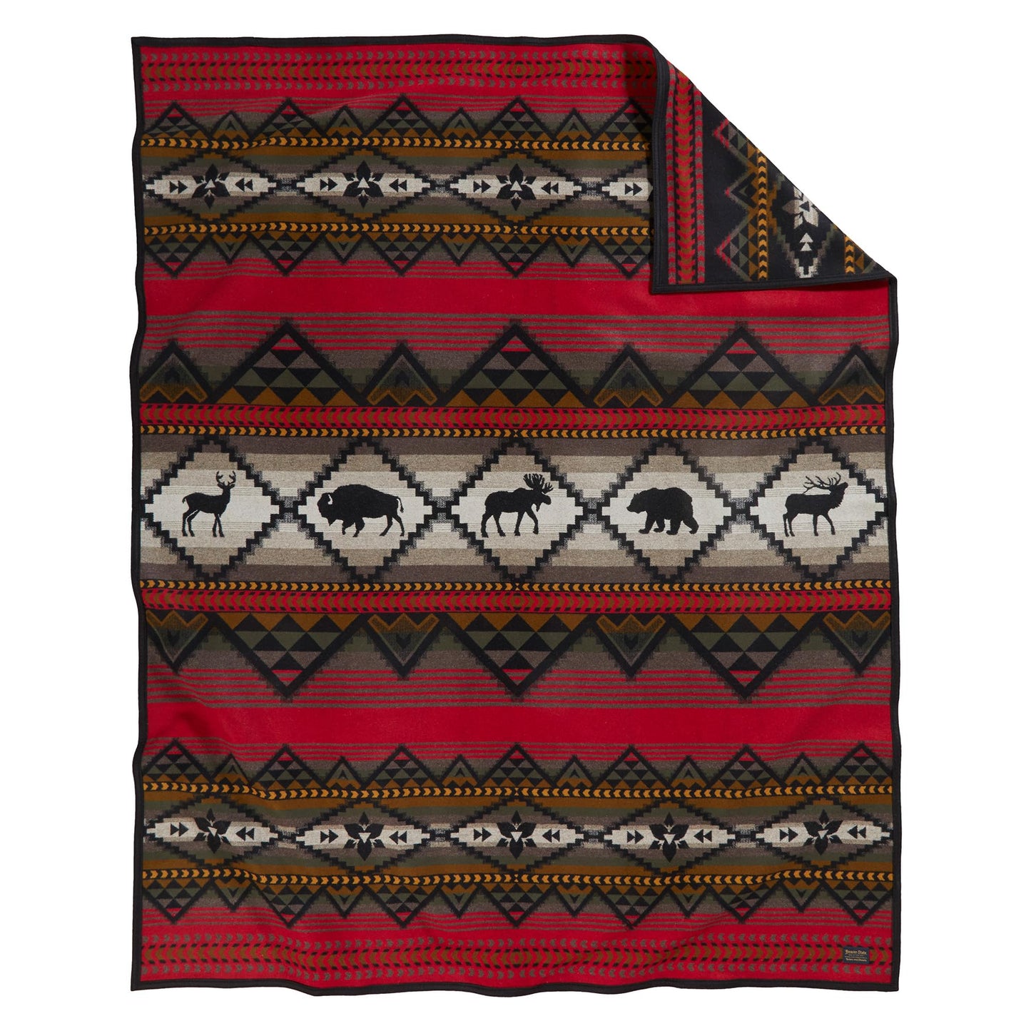 Pendleton Jacquard Unnapped Twin Blanket 64" x 80" - Heirloom Quality Virgin Wool, Reversible, Reinforced Ultrasuede Binding, Made in USA - Lost Trail