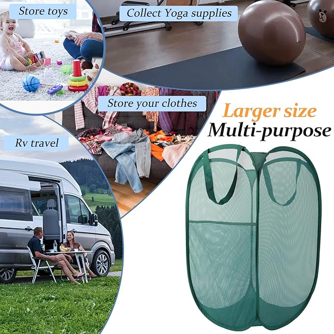 Upgraded 100L Extra Large Collapsible Laundry Baskets, 2 Pack XL Mesh Pop Up