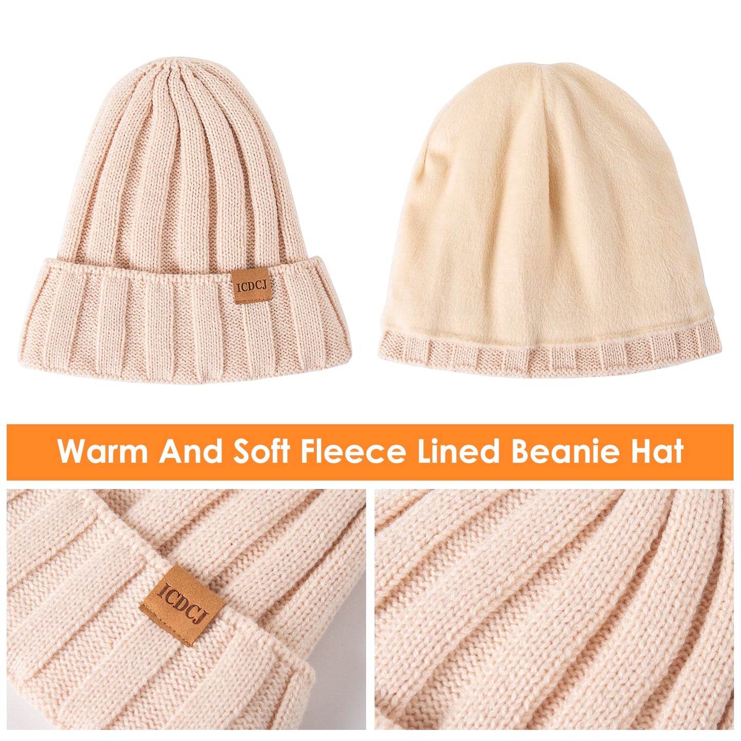 Womens Winter Beanie Warm Hat Touchscreen Gloves Set with Fleece Lined Skull Caps Gifts for Women Men